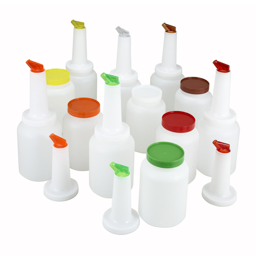 Winco Liquor & Juice Multi Pour Set Assorted Colors 2 Qt. PPB-2MX - 12 Pack