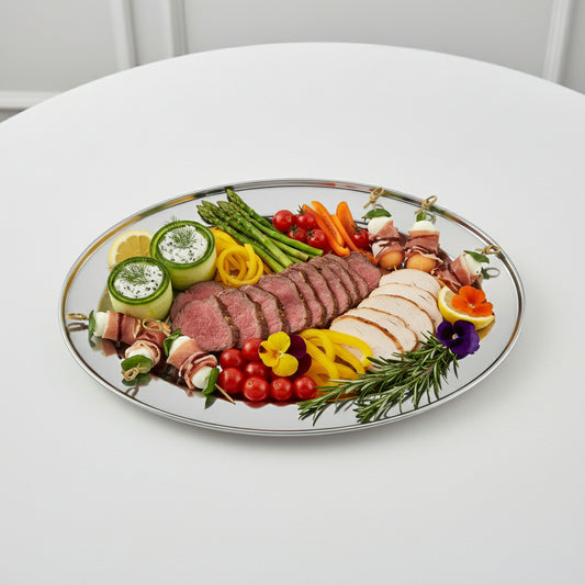 Winco Oval Platter 14" x 8.75" Stainless Steel OPL-14