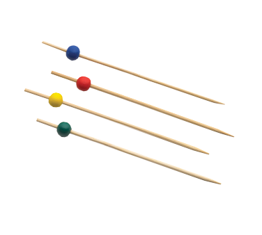 Tablecraft Bamboo Pick With Assorted Ball 3-1/2" - 100/Pack