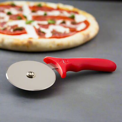 American Metalcraft PIZR2 4" Stainless Steel Pizza Cutter with Plastic Handle - Red