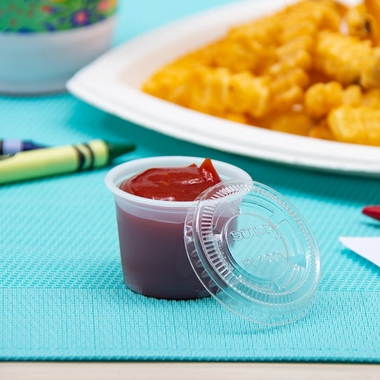 Solo Clear Plastic Portion Cup Lid 1 oz. PL100N - 2500/Case