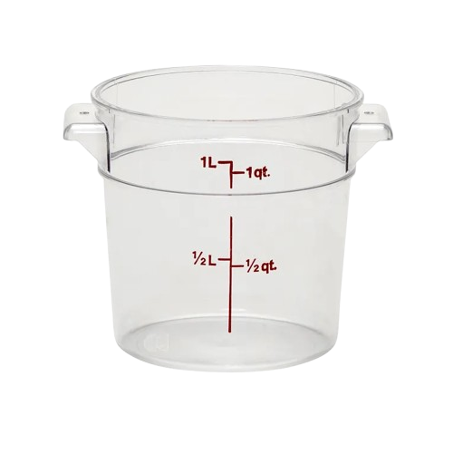 Camwear Polycarbonate Clear Round Food Storage Container 1 Qt. RFSCW1135
