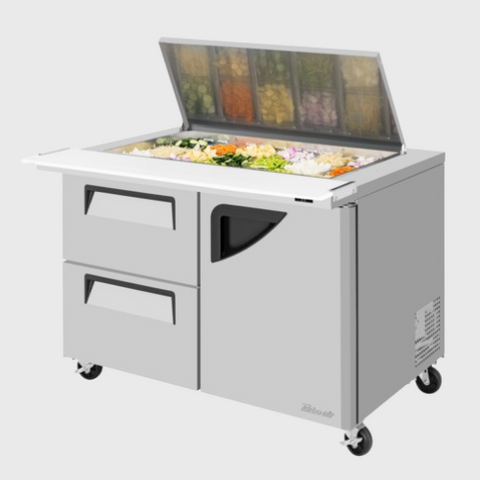Turbo Air Super Deluxe Mega Top Sandwich/Salad Prep Table with Flat Lid Two-Section