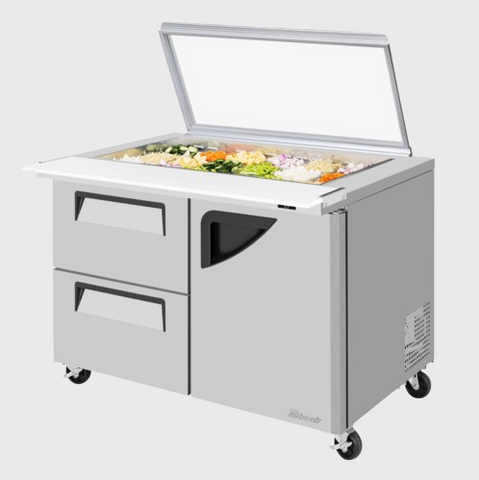 Turbo Air Super Deluxe Sandwich/Salad Mega Top Unit with Glass Lid Two Section