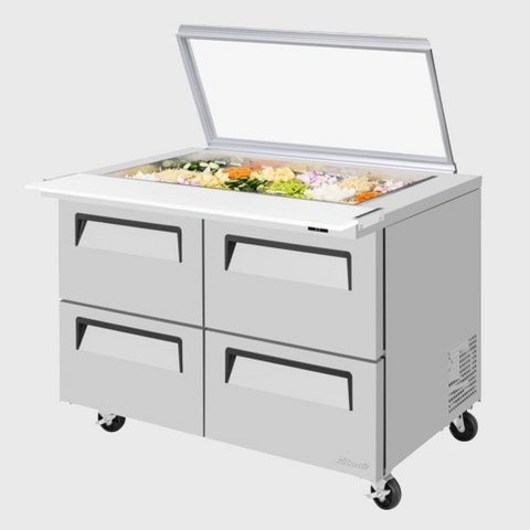 Turbo Air Super Deluxe Sandwich/Salad Mega Top Unit with Glass Lid Two-Section