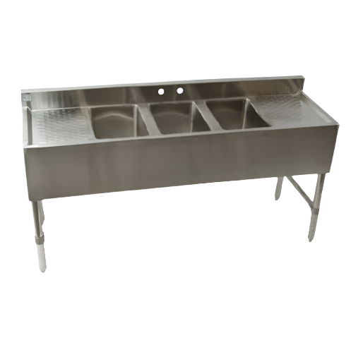 Klinger's Stainless Steel Three Compartment Underbar Sink 59-1/2" W