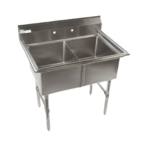 Klinger's Stainless Steel Two Compartment Economy Sink