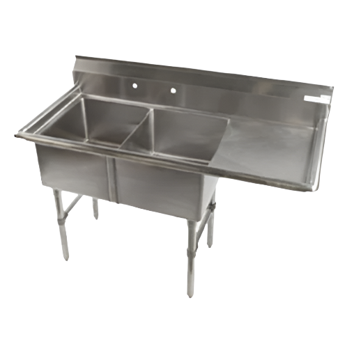 Klinger's Stainless Steel Two-Compartment Economy Sink 52-1/2" W