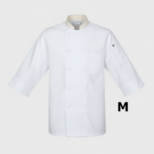 Chef Works Morocco Chef Coat 3/4 Sleeve White Medium JLCLWHTM