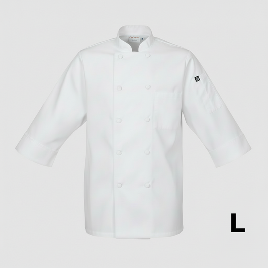 Chef Works Morocco Chef Coat 3/4 Sleeve White Large JLCLWHTL
