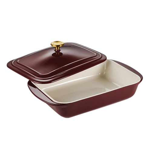 Tramontina Ceramic Covered Bakeware with Stainless Steel Knob Cranberry