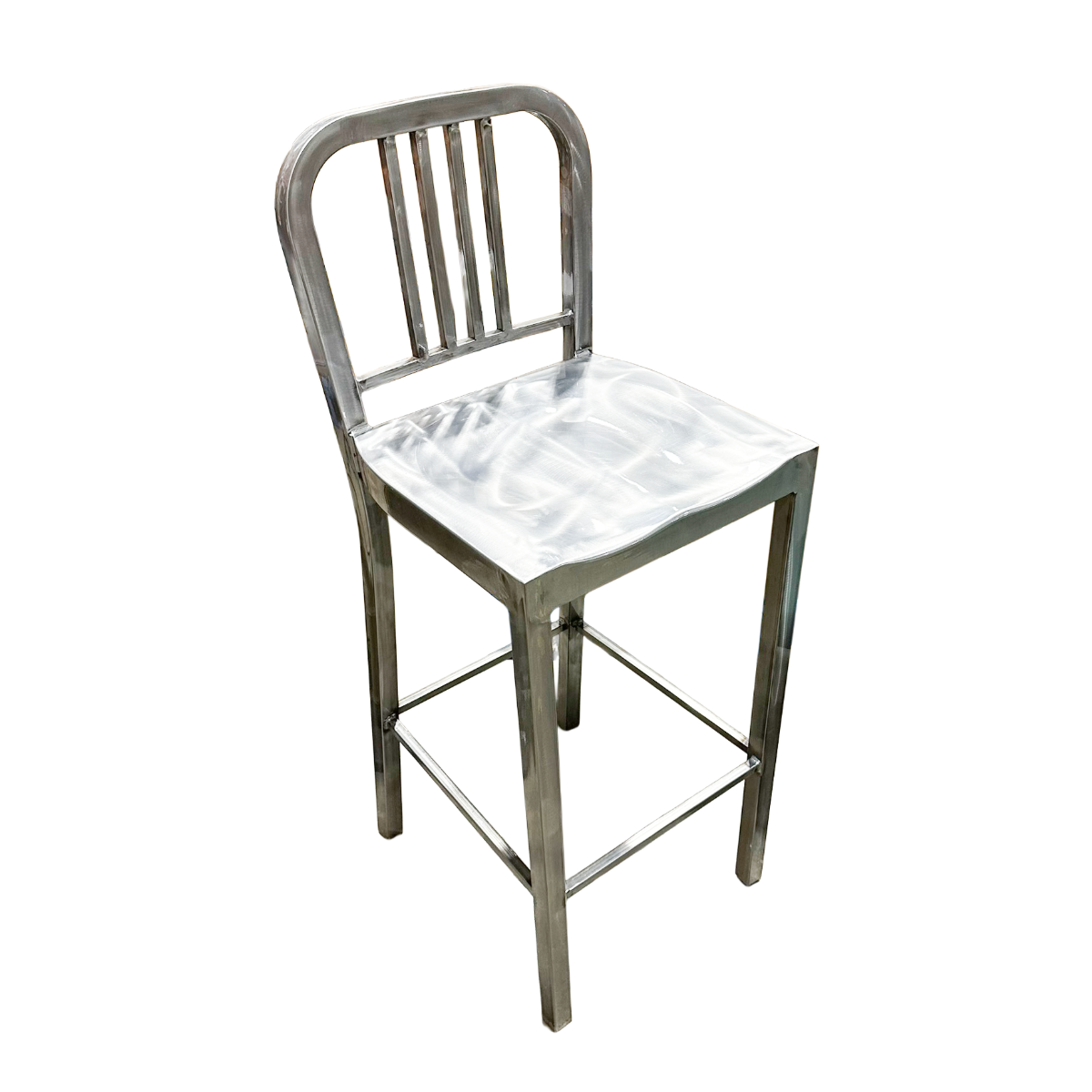 Vertical Slat Back Metal Bar Stool, 43"