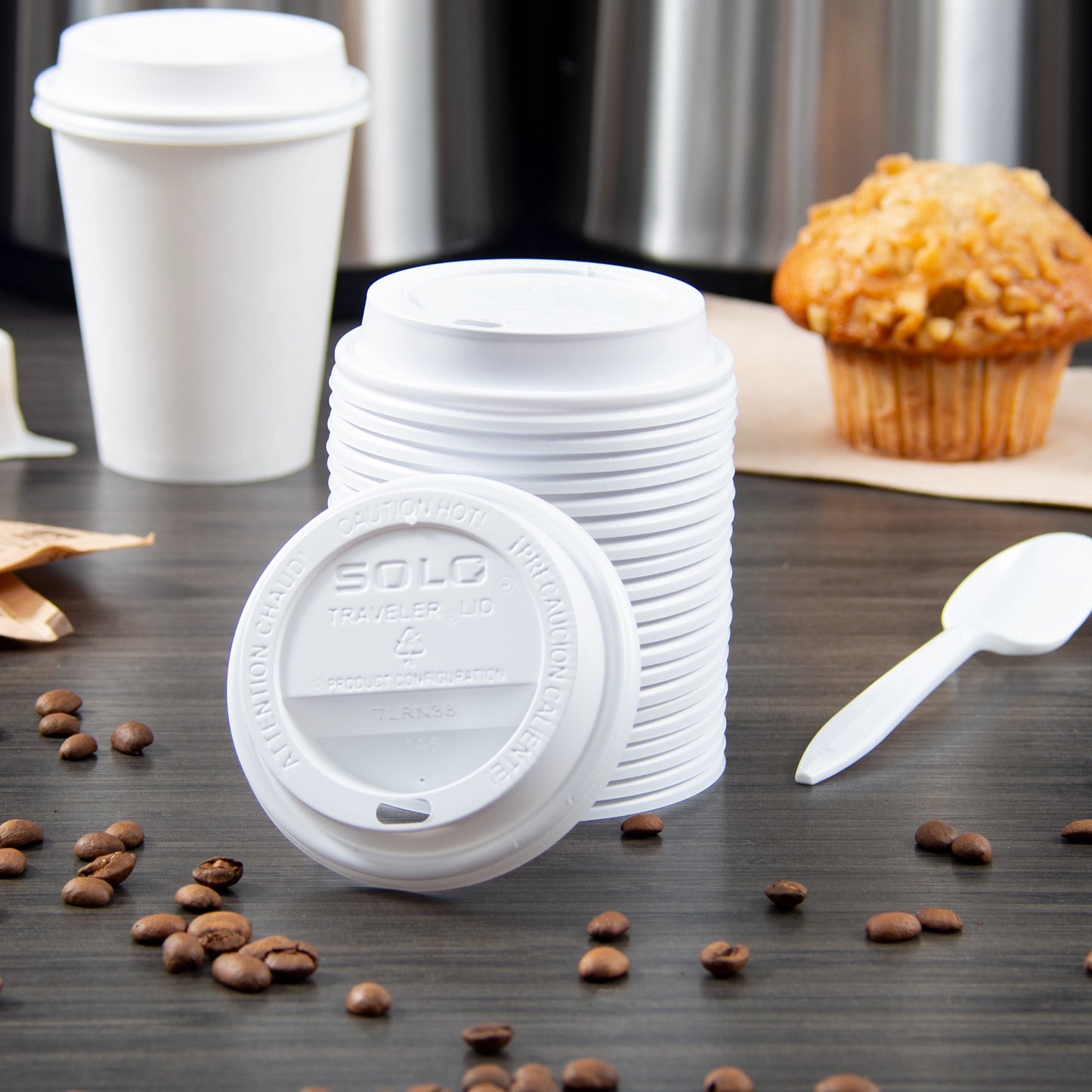 Solo Plastic Dome Hot Cup Lid White TL38R2-0007 - 1000/Case