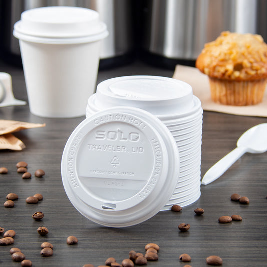 Solo Plastic Dome Hot Cup Lid White 12-24 oz. TLP316 - 1000/Case