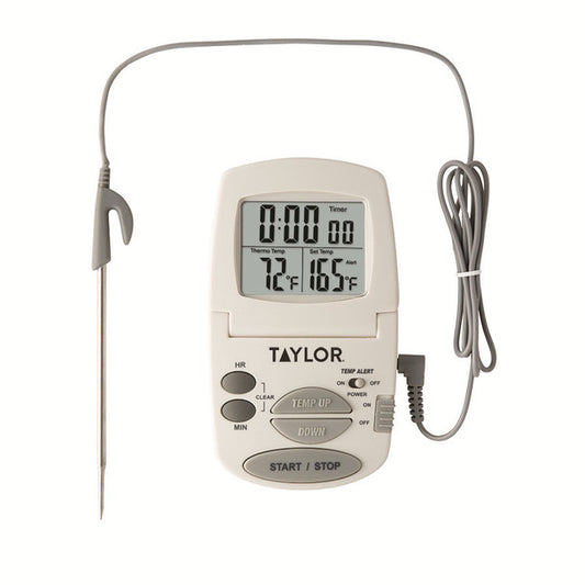 Taylor Digital Cooking Thermometer & Timer w/ 48" Cord 32° to 392°F Range 1470FS