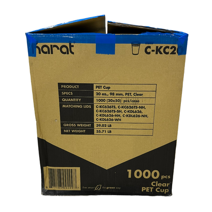 Karat C-KC20 20 oz PET Plastic Cold Cups 1000/Case