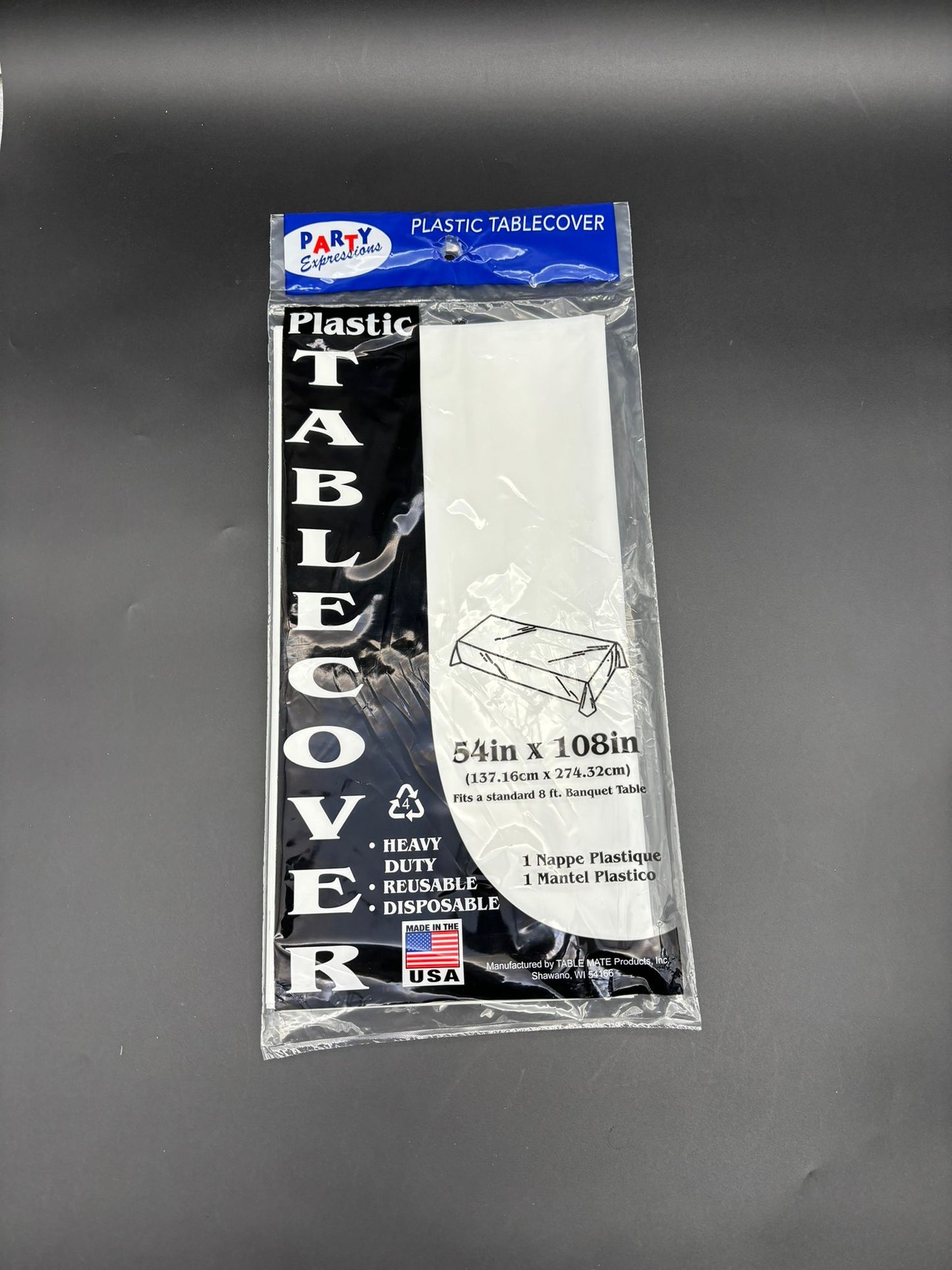 Party Essentials Table Cover White 54"x 108"