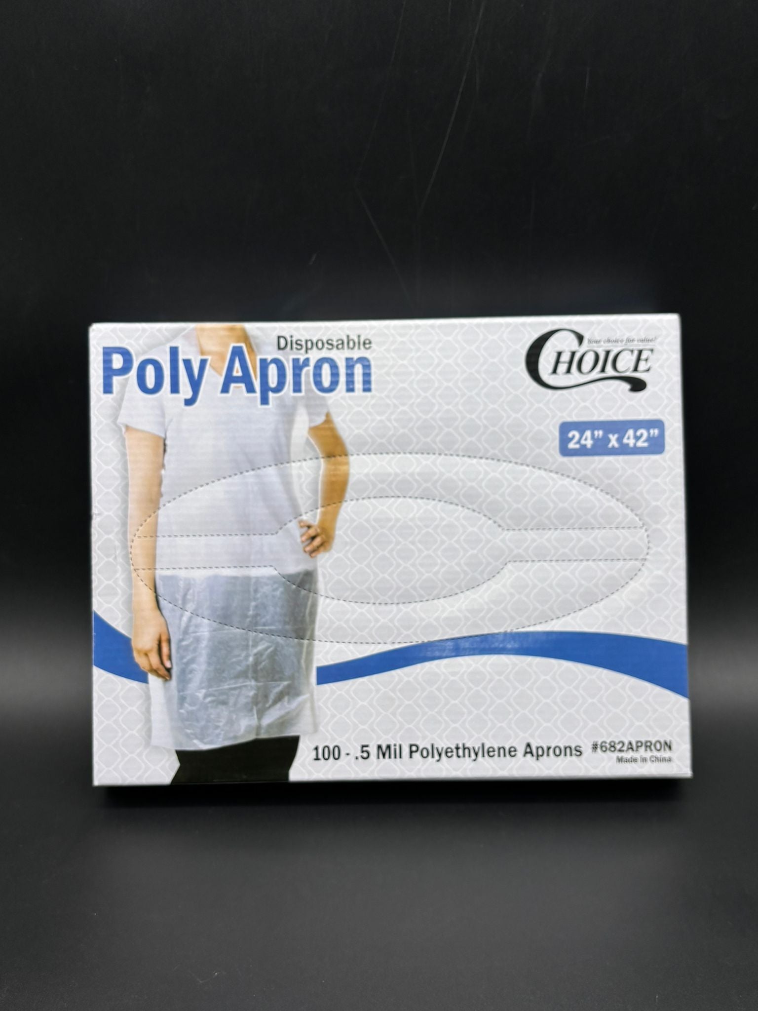 Aprons Poly Embossed 28 x 46 White - 100/Case