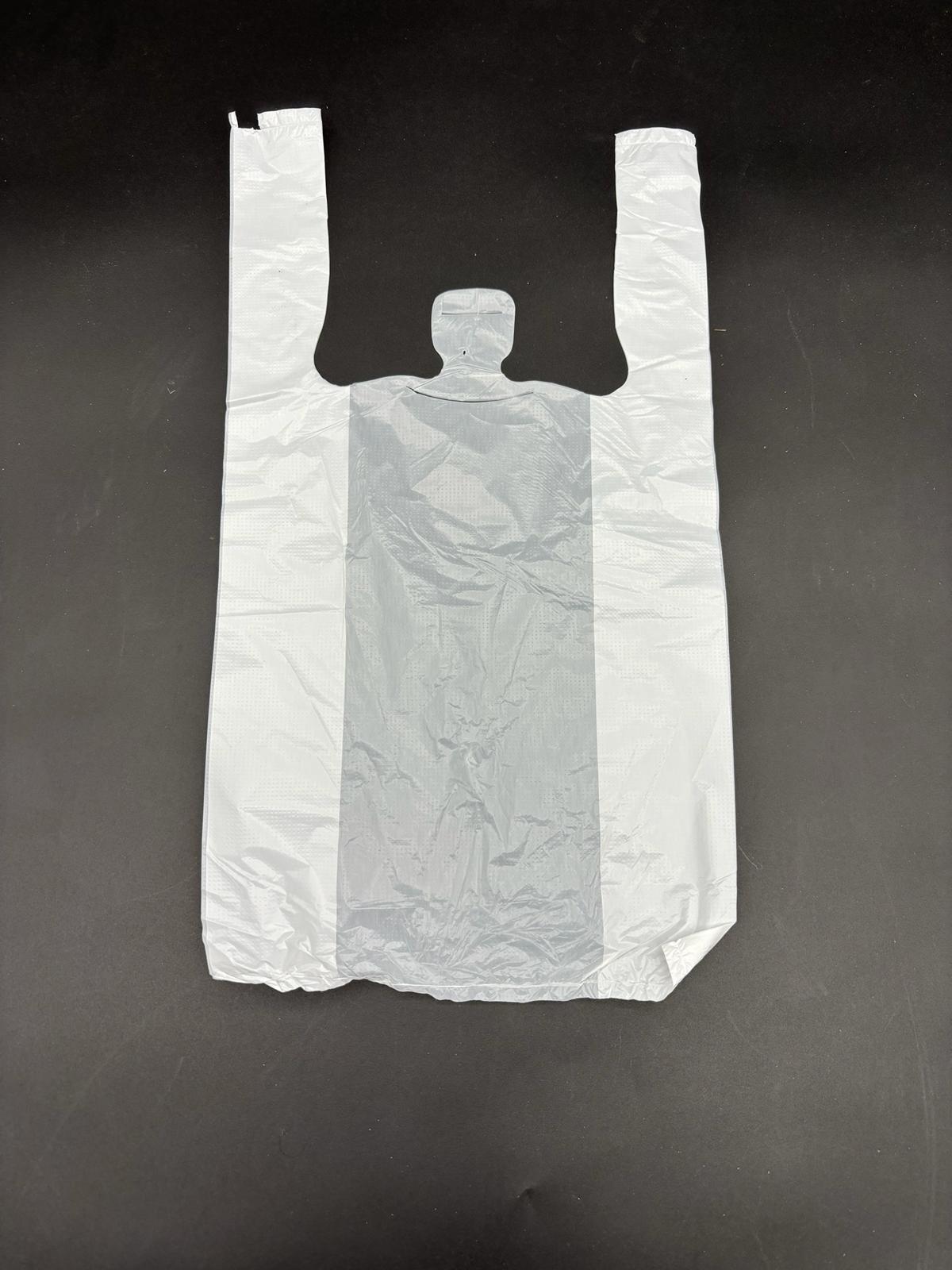 Self Open Plain T-Shirt Plastic Bag White 1/10 Size - 1500/Case