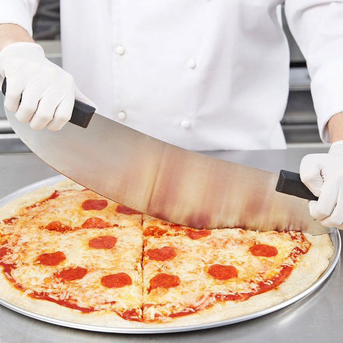Winco Pizza Rocker Knife Stainless Steel with 2 Black Polypropylene Handles 20" KPP-20