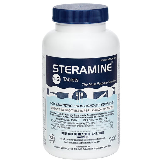 Steramine Sanitizer Tablets (Sanitabs) 150 Count Bottle