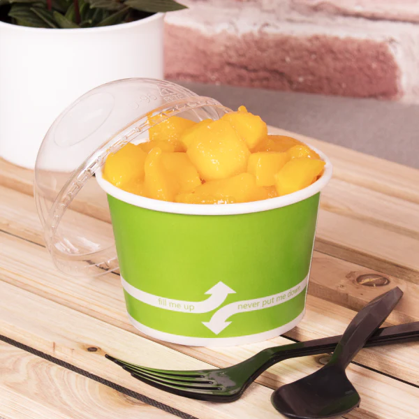 Paper Frozen Yogurt/Food Cup Green 8 oz. - 1000/Case