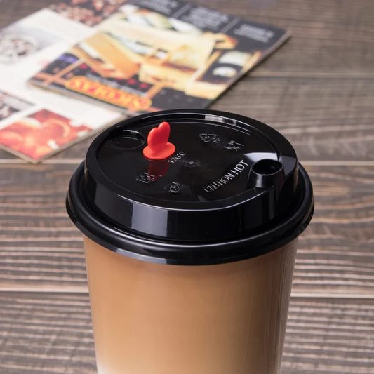 Plastic Dome Sip Lids For 16-24 oz Tall Premium PP Cups Black - 1000/Case