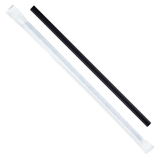 Black Jumbo Wrapped Straw 7-3/4" - 500/Box