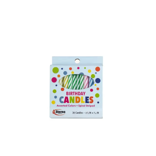 Sterno 2-1/8" Multi-Colored Birthday Candles - 12 Packs/Box