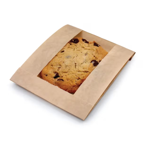EcoCraft Kraft Grease Resistant Single Serve Window Cookie Bag 5" x 1 1/2" x 7" 300114 - 500/Case