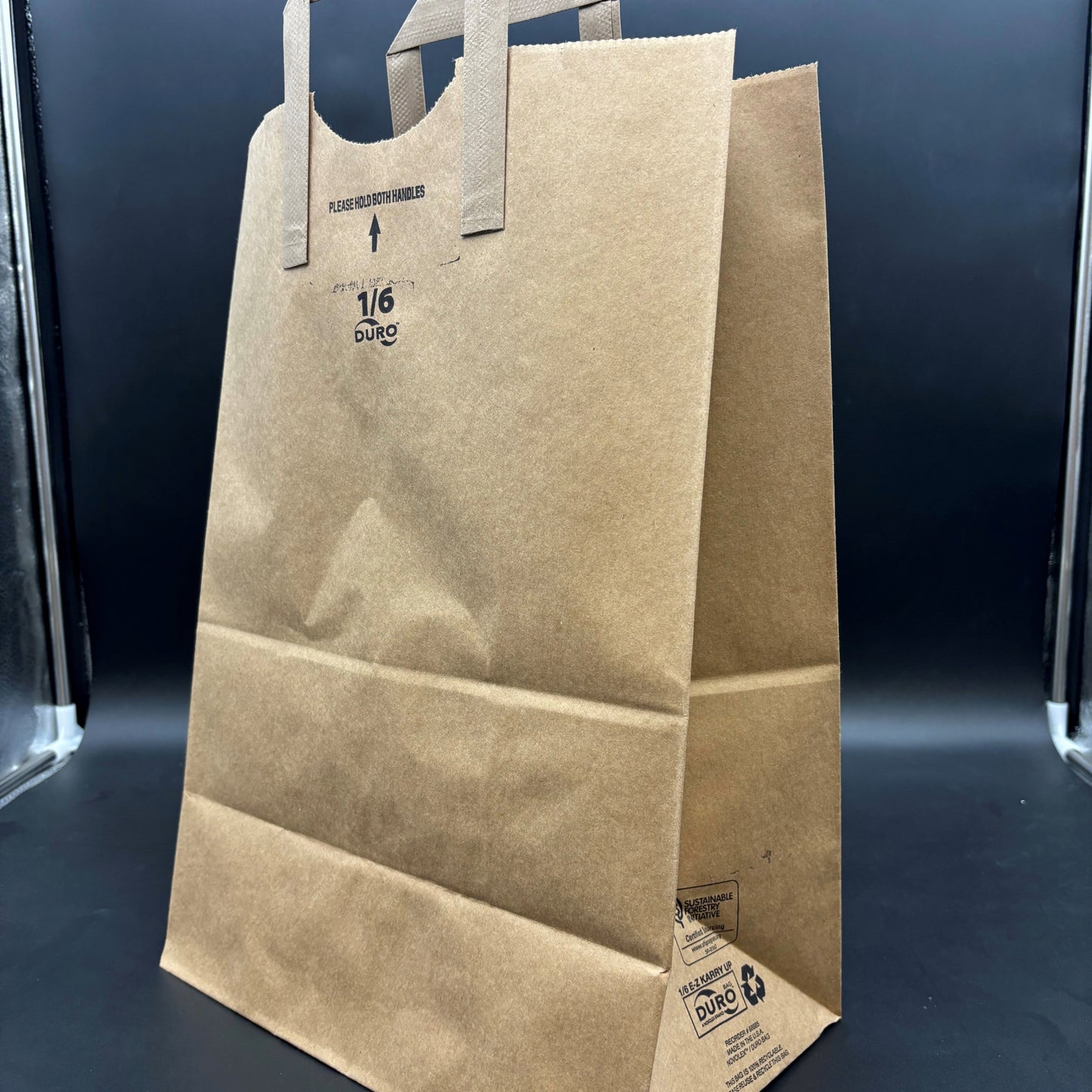 Kraft Handled Plain Paper Bag 1/6 Size 70 lbs. - 300/Case