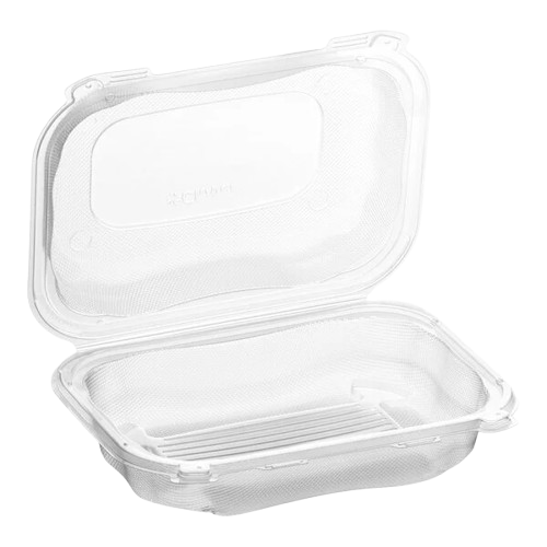 Genpak Clover Clear Plastic Hinged Container Large 9" x 7" x 3" CLX205A-CL - 300/Case