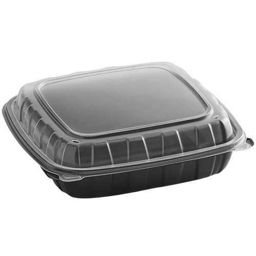 Microwaveable Container Hinged 1 Compartment 9" x 9" x 3" - 100/Case