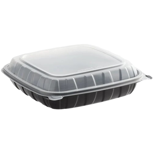 Microwaveable Container Hinged 1 Compartment 10" x 10" x 3" - 100/Case