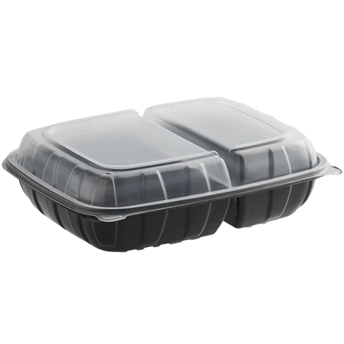 Microwaveable Container Hinged 2 Compartment 11" x 8" x 3" - 100/Case