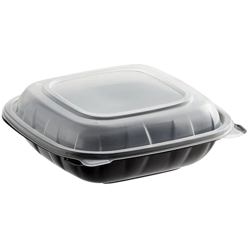 Microwaveable Container Hinged 1 Compartment 8" x 8" x 3" - 100/Case