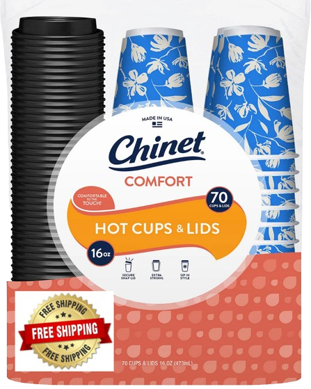 Chinet Comfort Hot Cup & Lid Combo 16 oz. - 70/Pack