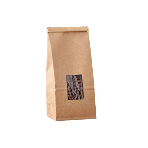 Kraft Paper Bag With Window Tin Tie 3-3/8" x 2-1/2" x 7-3/4" - 1000/Case