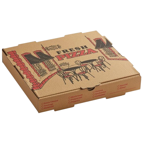 Pizza Box Kraft Printed 12" x 12" x 2" - 50/Case