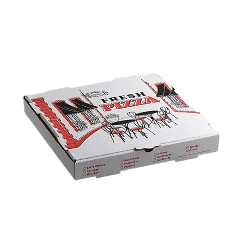 Pizza Box White Printed 14" x 14" x 2" - 50/Case