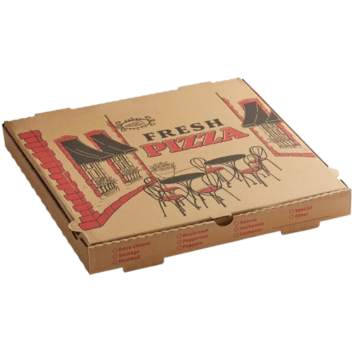 Pizza Box Kraft Printed 16" x 16" x 2" - 50/Case