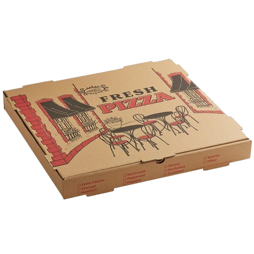 Pizza Box Kraft Printed 18" x 18" x 2" - 50/Case