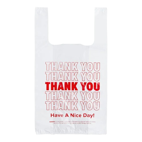 Self Open Plastic "Thank You" Bag White 1/8 Size - 1000/Case