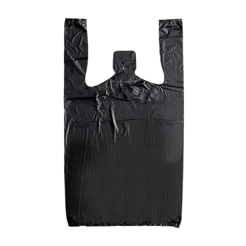 Self Open Plain T-Shirt Plastic Bag Black 1/8 Size - 750/Case