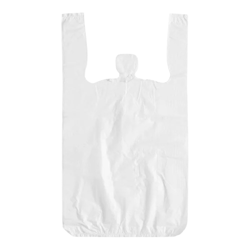 Self Open Plain T-Shirt Plastic Bag White 1/10 Size - 1500/Case