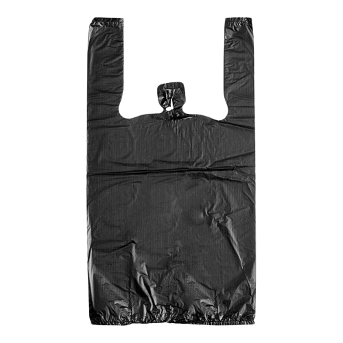 Self Open Black Plain T-Shirt Plastic Bag 1/10 Size - 1500/Case