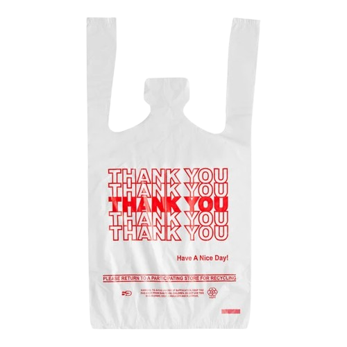 Plastic "Thank You" Bag White 1/12 Size - 1000/Case