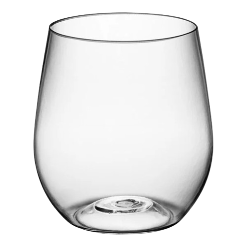 Heavy Weight Clear Plastic Stemless Wine Glass 12 oz. - 64/Case