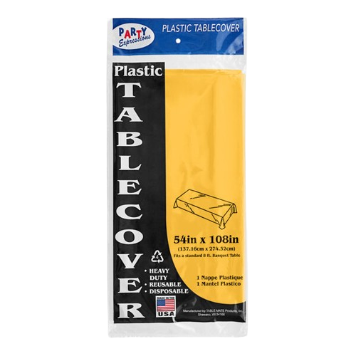 Rectangle Plastic Table Cover Yellow 54" x 108"