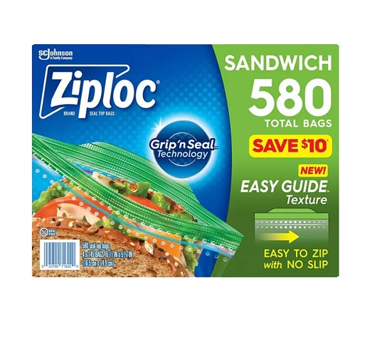 Ziploc Sandwich Size Plastic Bag 580 Count